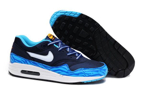 Nike Air Max 87 Chaussures Hommes Nouveaux Bleu Fonce Bleu Blanc